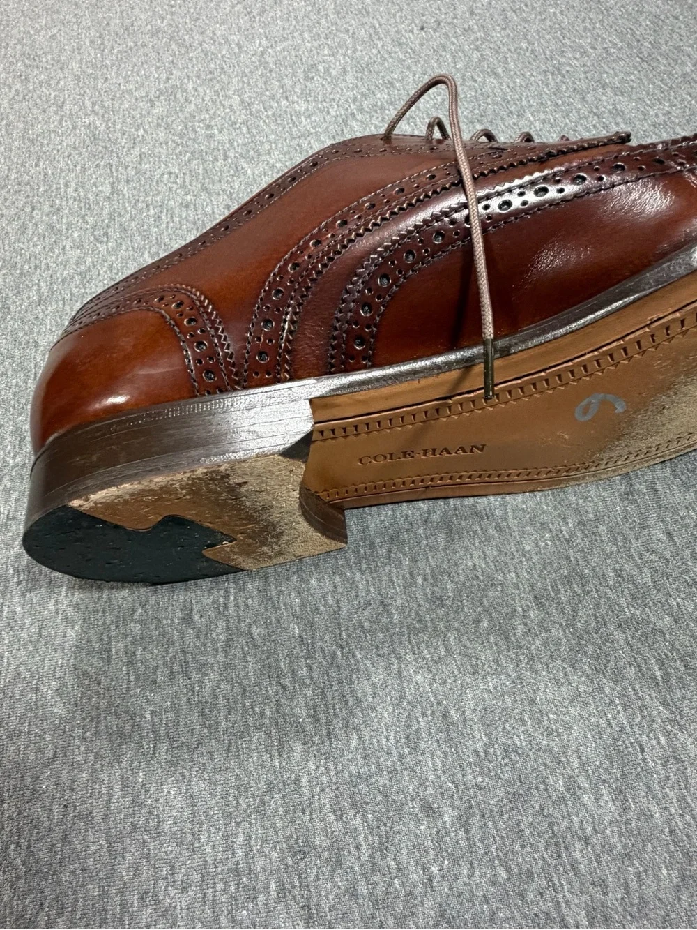 Vintage Cole Haan Men's Brown Leather Wingtip Oxfords 10D Made in USA - Picture 6 of 7